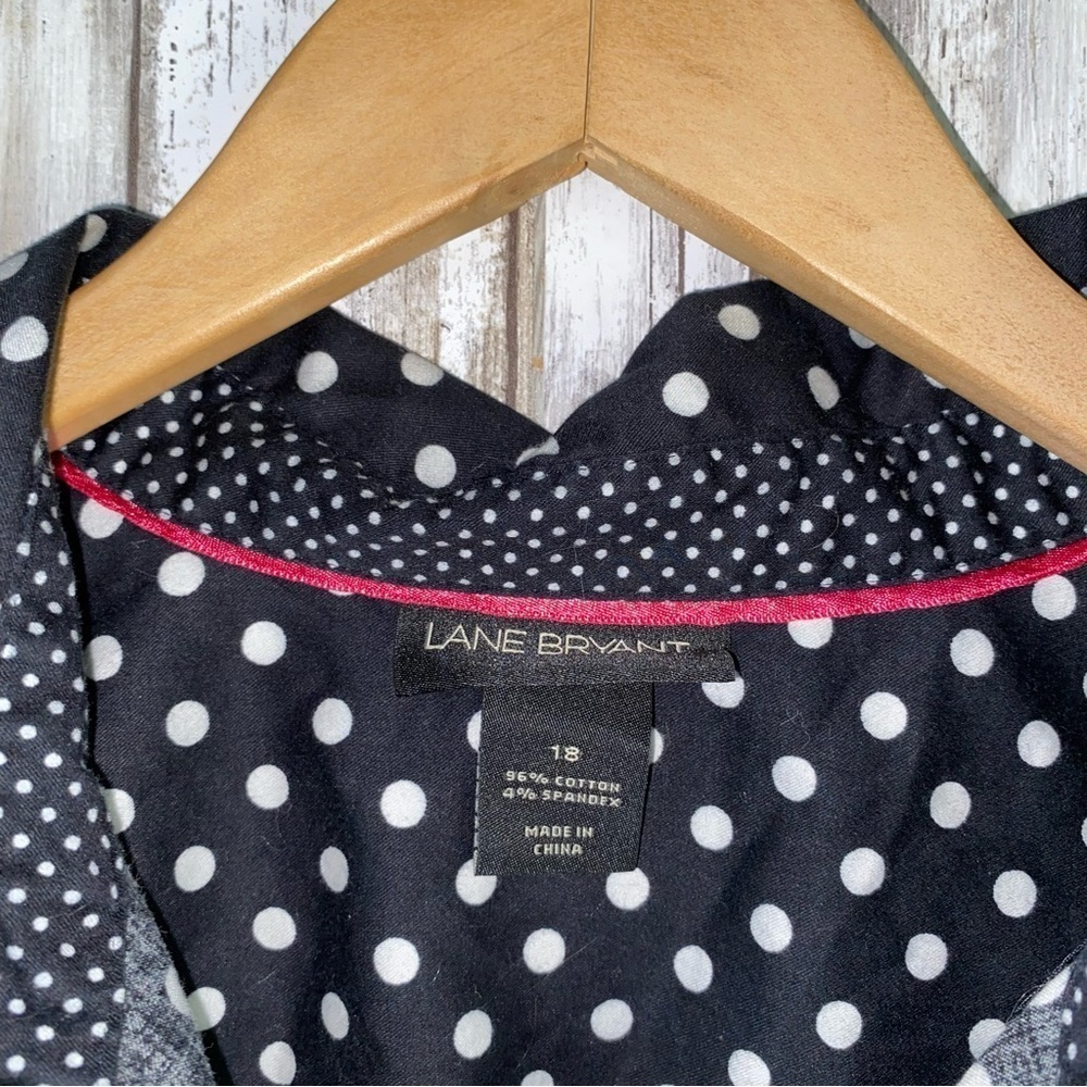 Lane Bryant Black & White Polka Dot Button Down - Picture 7 of 7